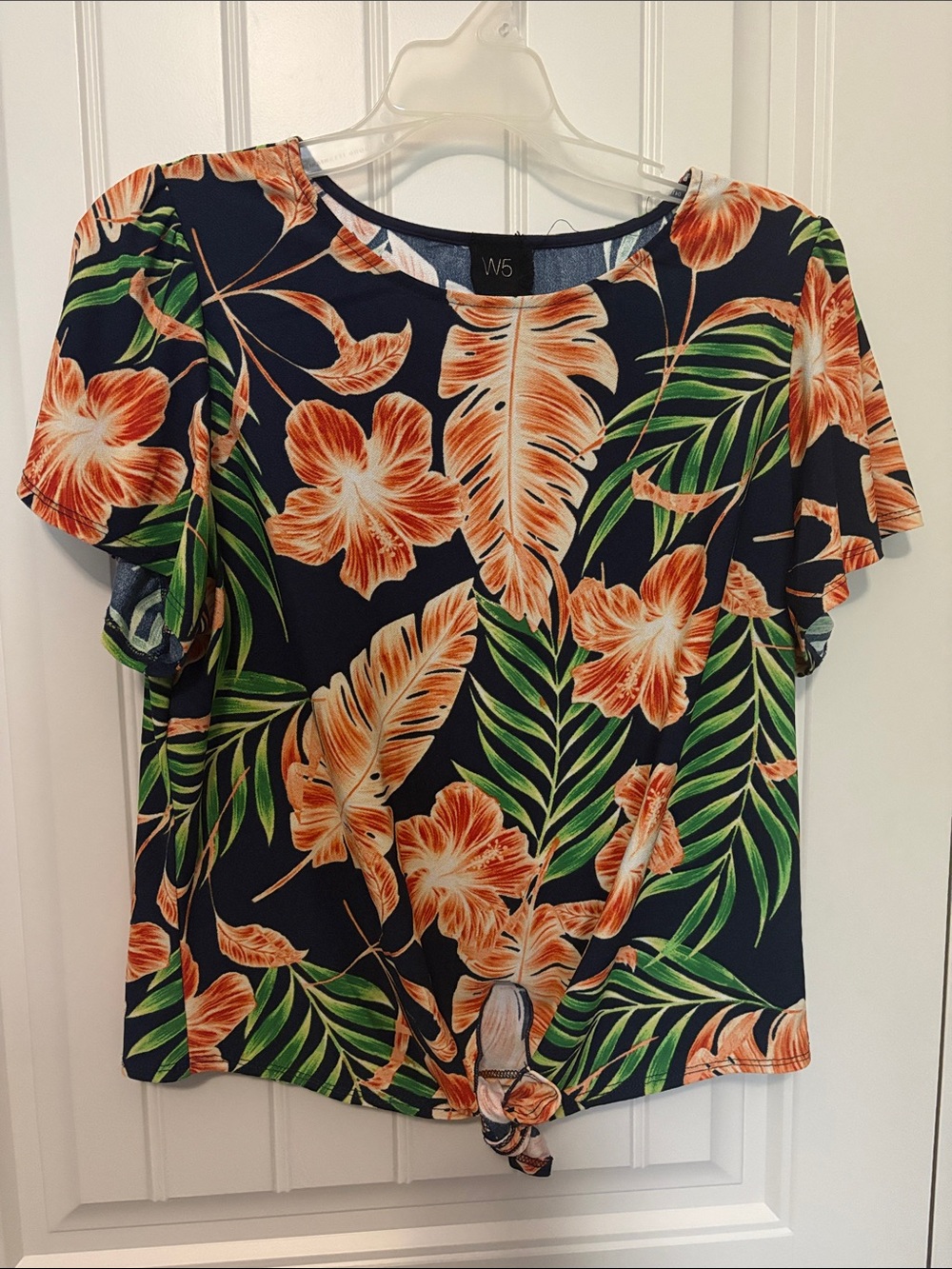 Floral Tie-Front Short Sleeve Top